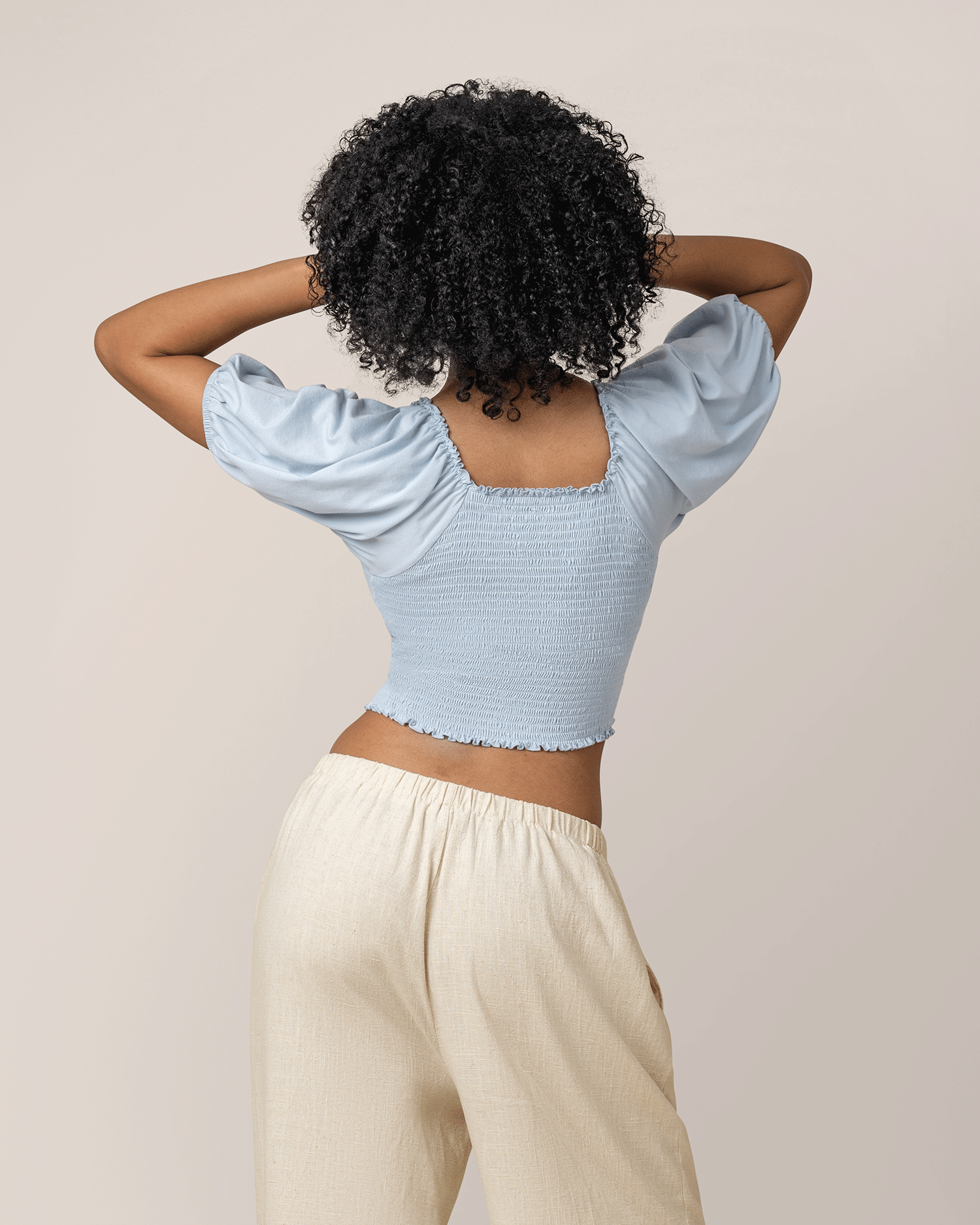 Sophia Smocked Cropped Nursing Top | French Blue