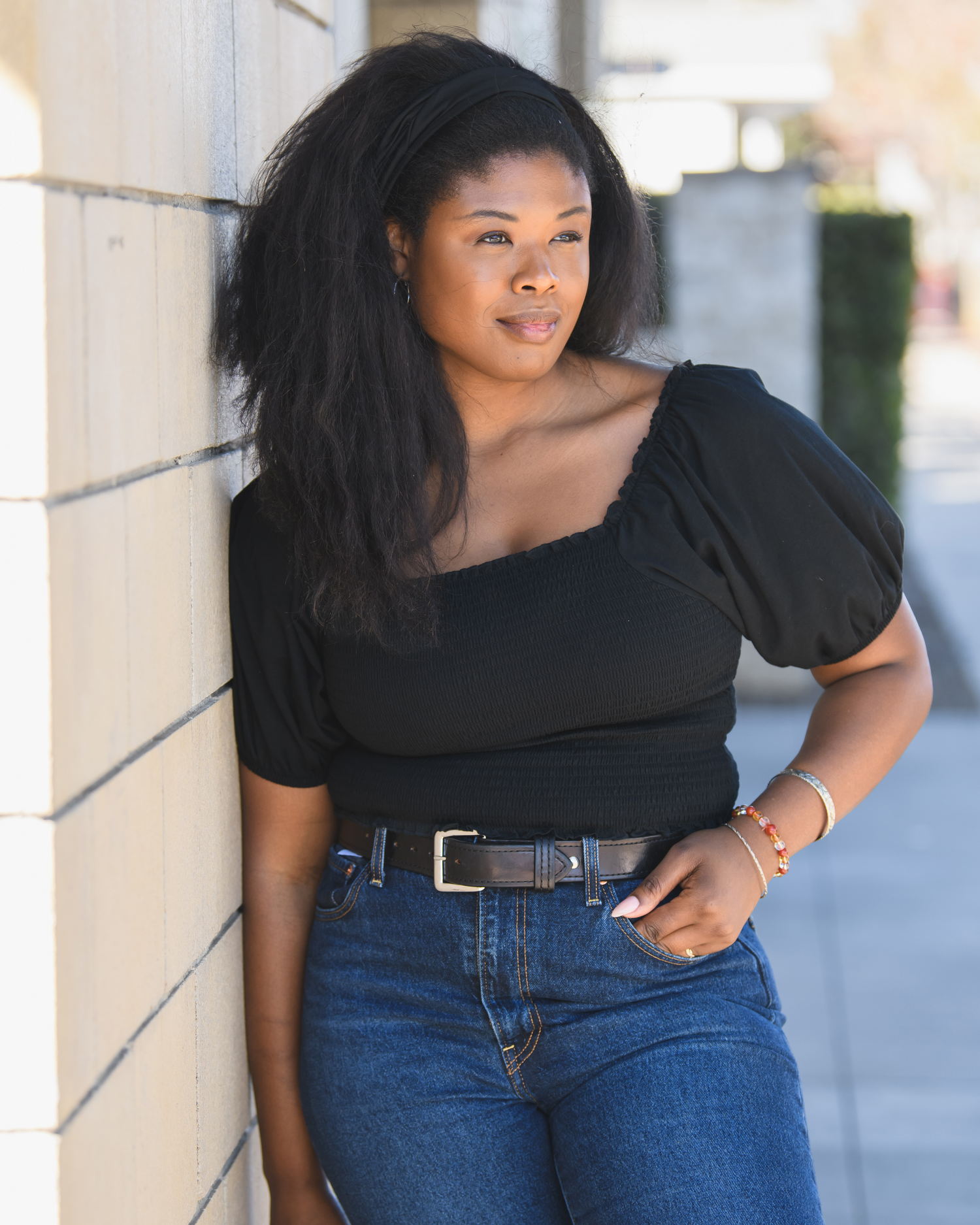 Sophia Smocked Cropped Nursing Top | Black