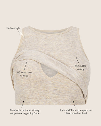 Sublime® Bamboo Maternity & Nursing Longline Bra Top | Blue Wisteria