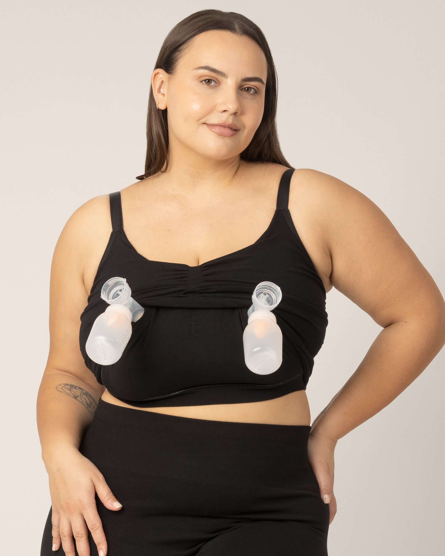 Sublime® Pumping Sleep Bra Two-Pack | Black & Oatmeal Heather