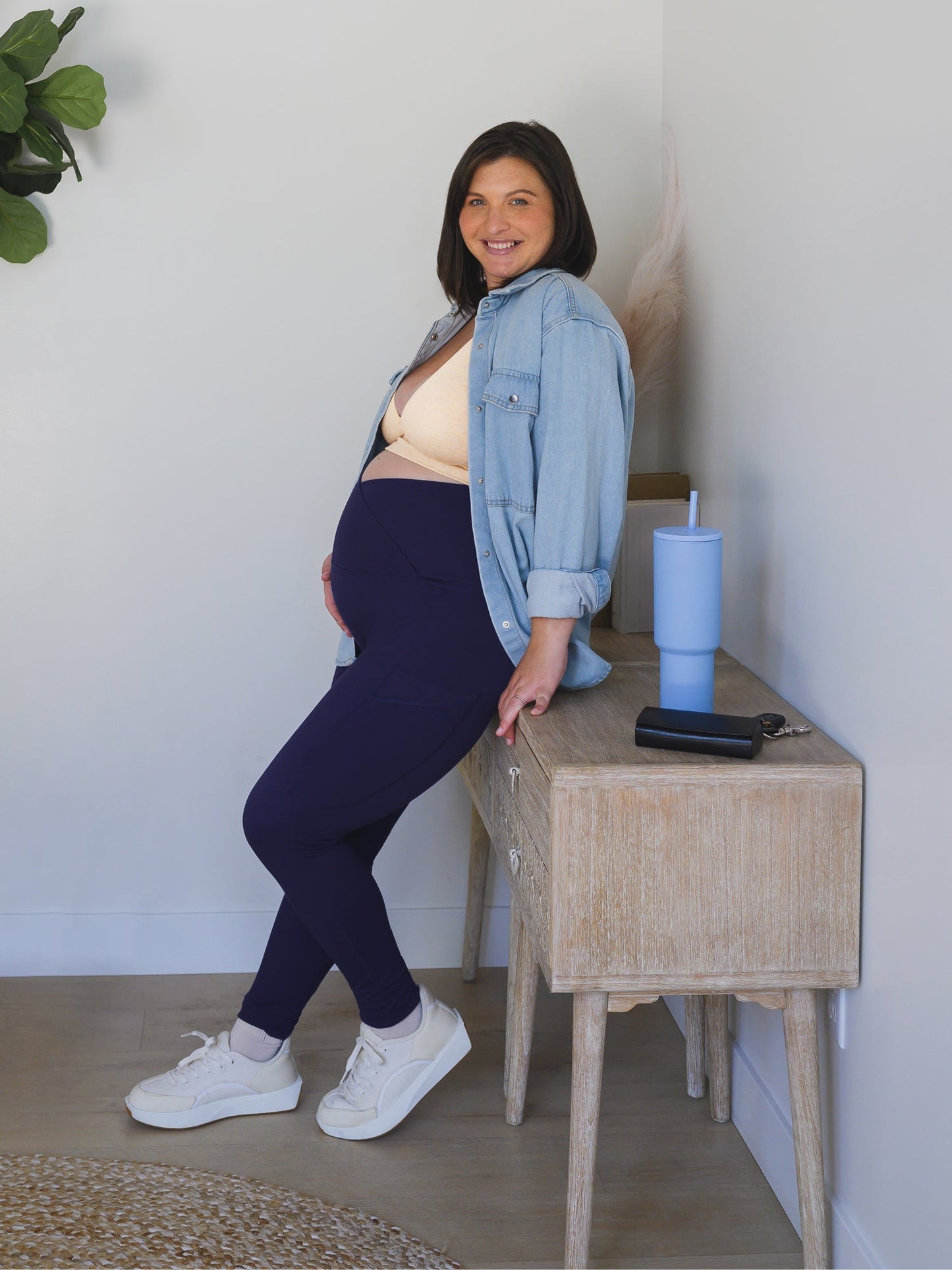 Sublime® Bamboo Maternity & Postpartum Crossover Legging | Navy