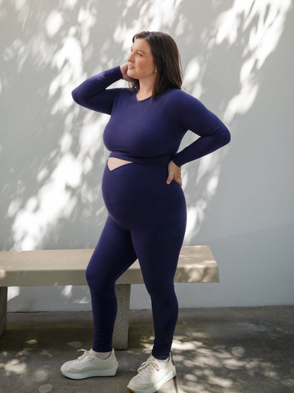 Sublime® Bamboo Maternity & Postpartum Crossover Legging | Navy