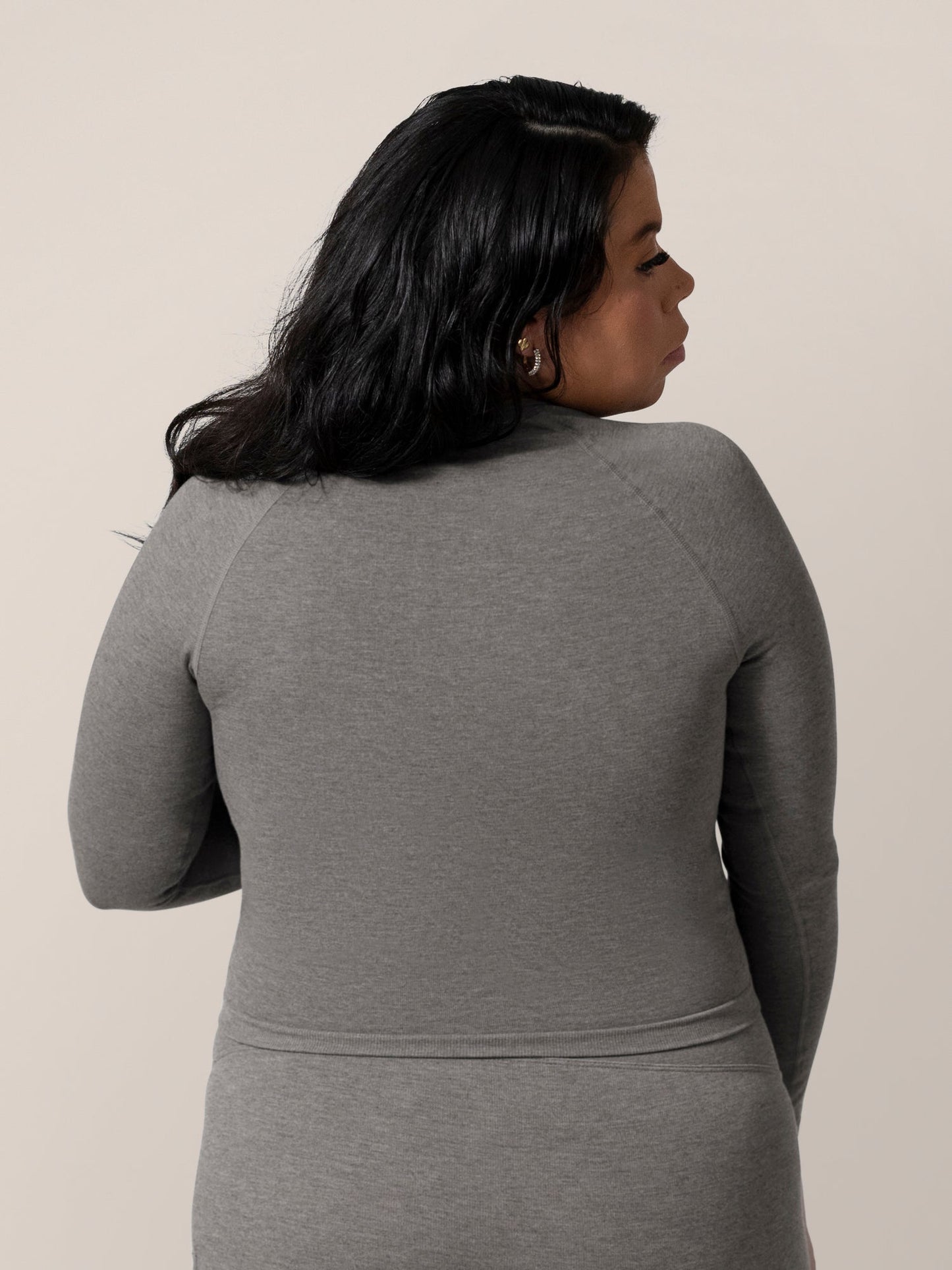 Sublime® Bamboo Maternity & Nursing Cropped Long Sleeve Top | Charcoal