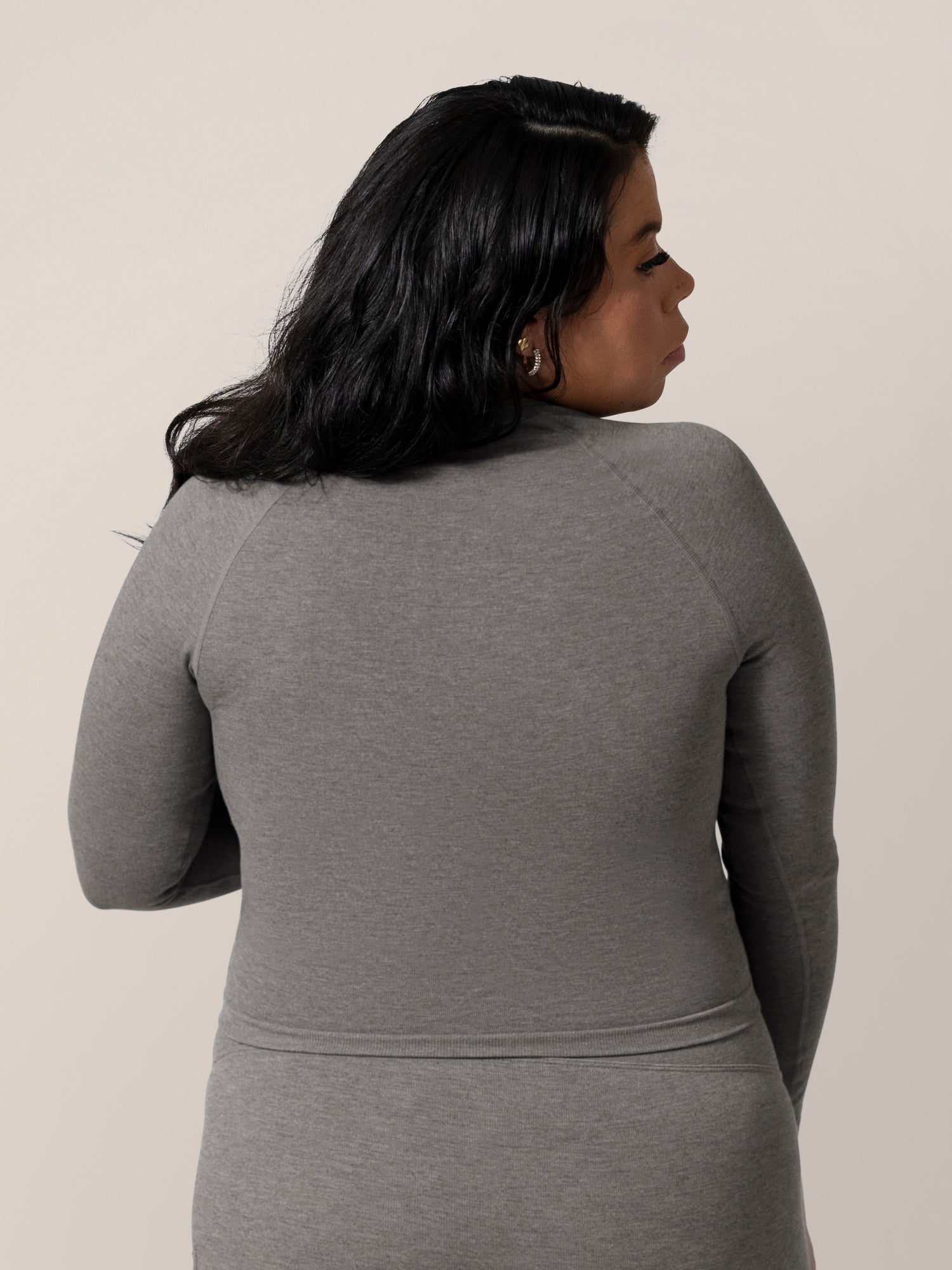 Sublime® Bamboo Maternity & Nursing Cropped Long Sleeve Top | Charcoal
