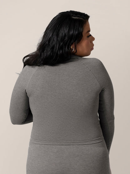 Sublime® Bamboo Maternity & Nursing Cropped Long Sleeve Top | Charcoal