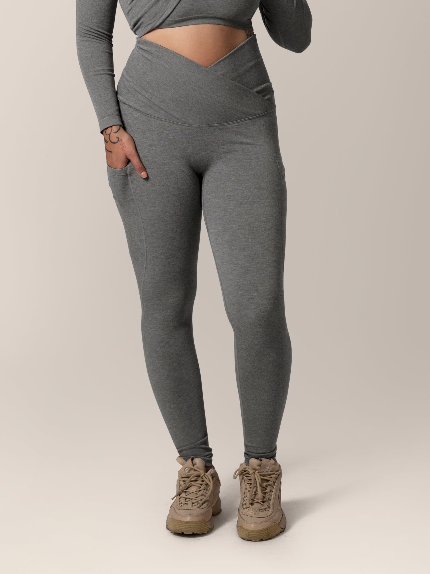 Sublime® Bamboo Maternity & Postpartum Crossover Legging | Charcoal