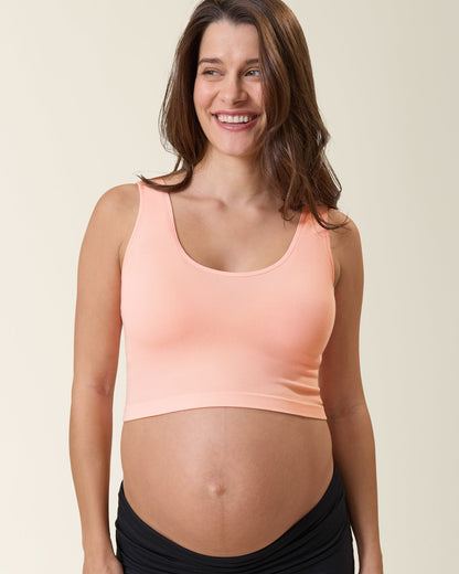 Sublime® Bamboo Scoop Neck Maternity & Nursing Longline Bra Top | Sunset Pink