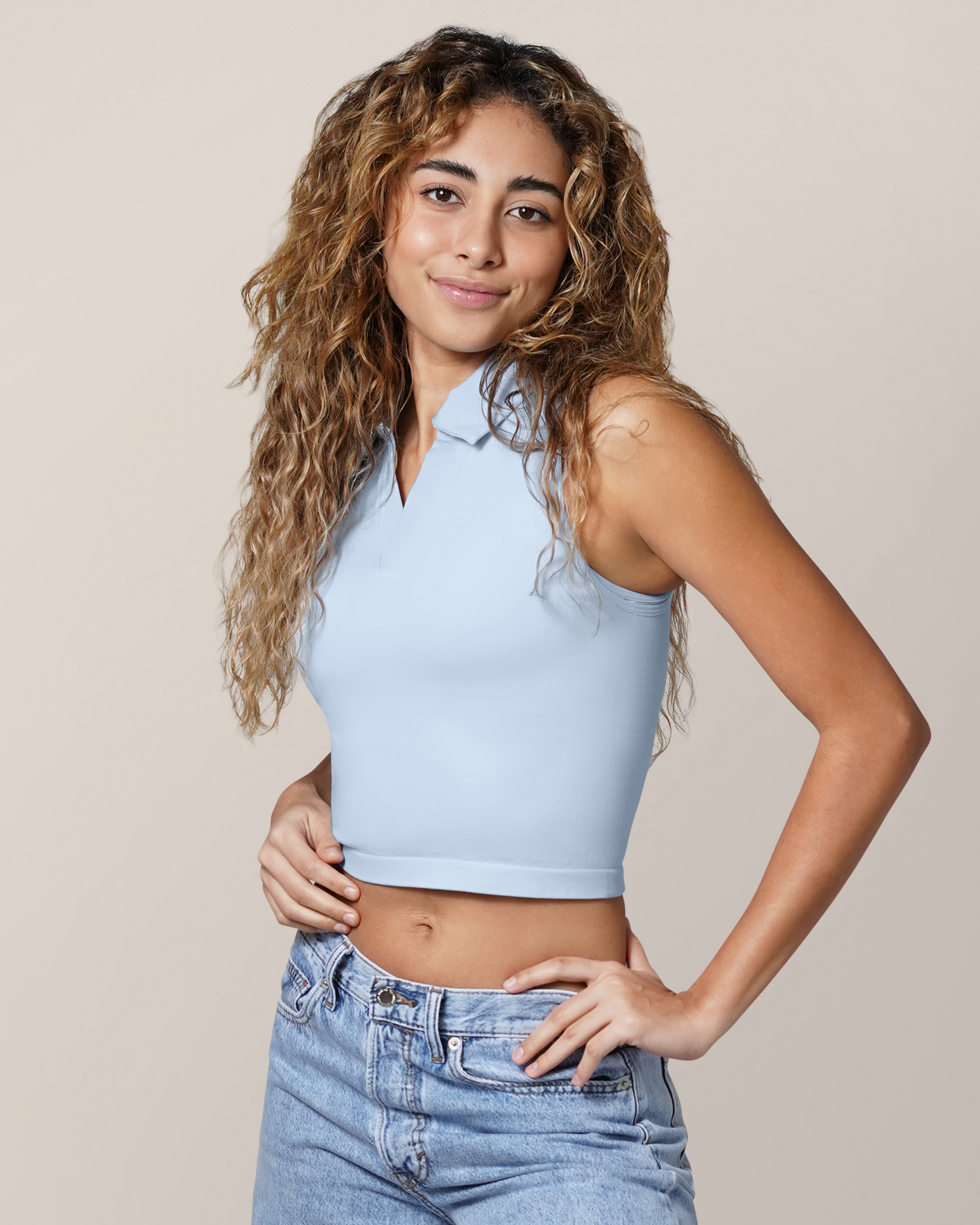 Sublime® Bamboo Collared Maternity & Nursing Longline Bra Top | French Blue