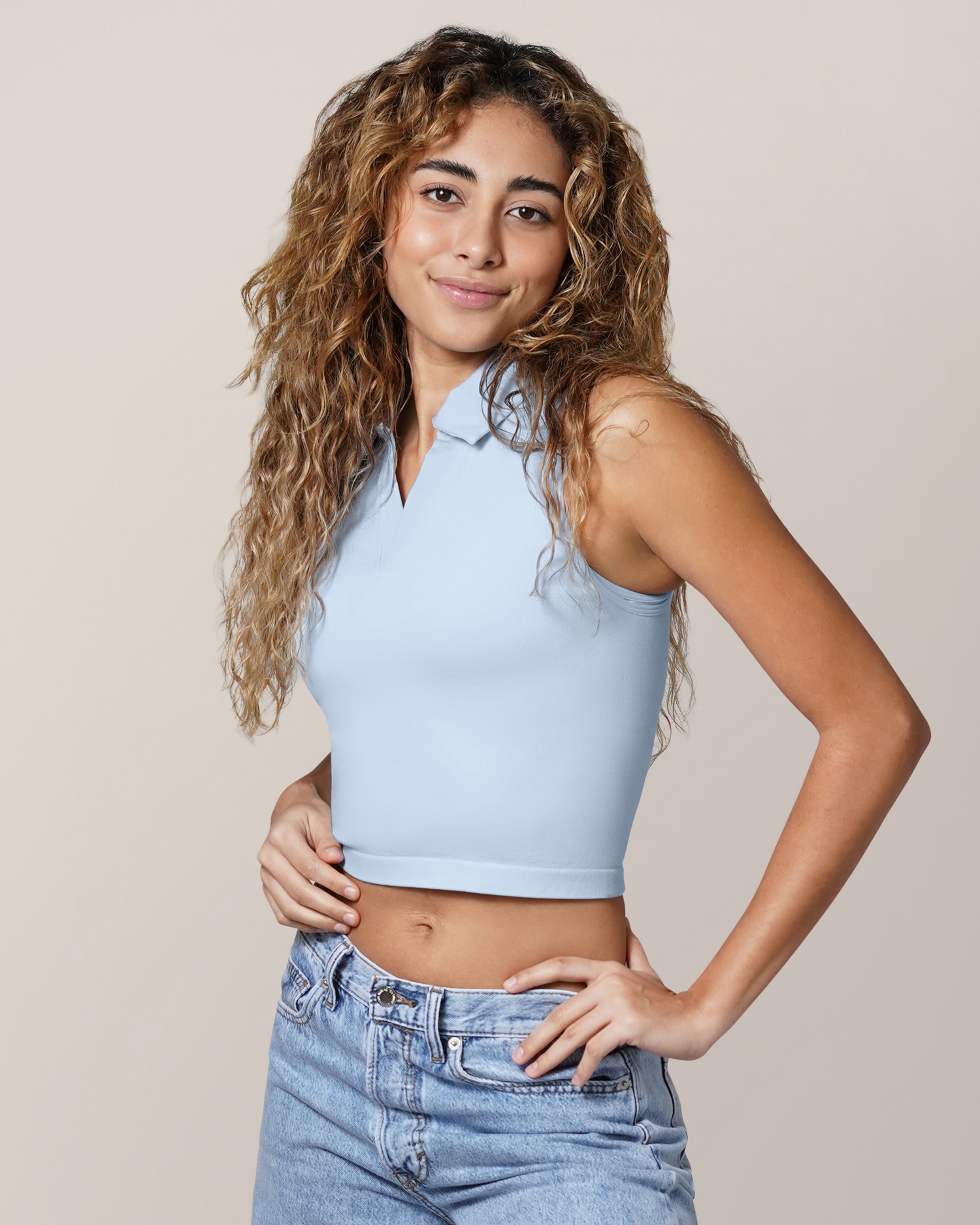 Sublime® Bamboo Collared Maternity & Nursing Longline Bra Top | French Blue