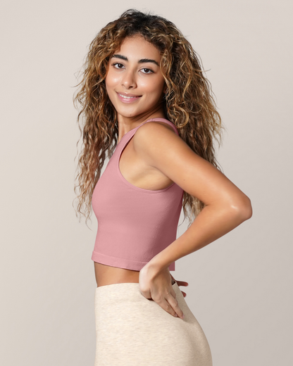 Sublime® Bamboo Hands-Free Pumping Longline Bra Top | Light Mauve