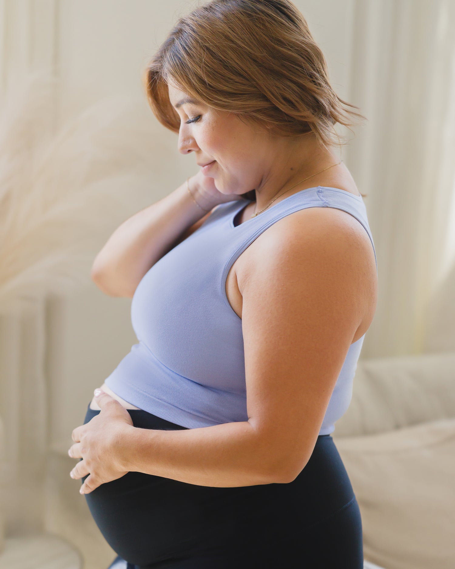 Sublime® Bamboo Maternity & Nursing Longline Bra Top | Blue Wisteria
