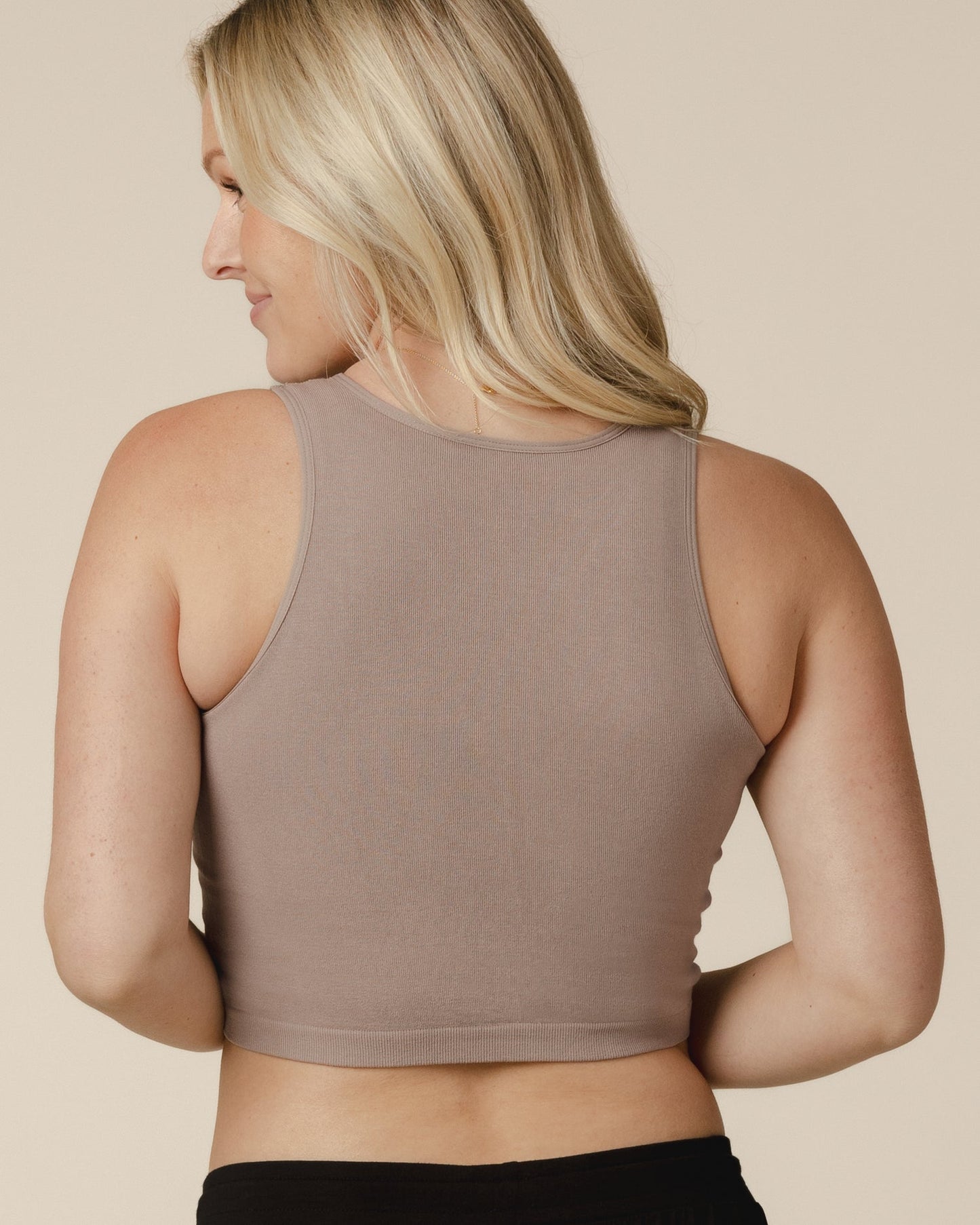 Sublime® Bamboo Hands-Free Pumping Longline Bra Top | Taupe