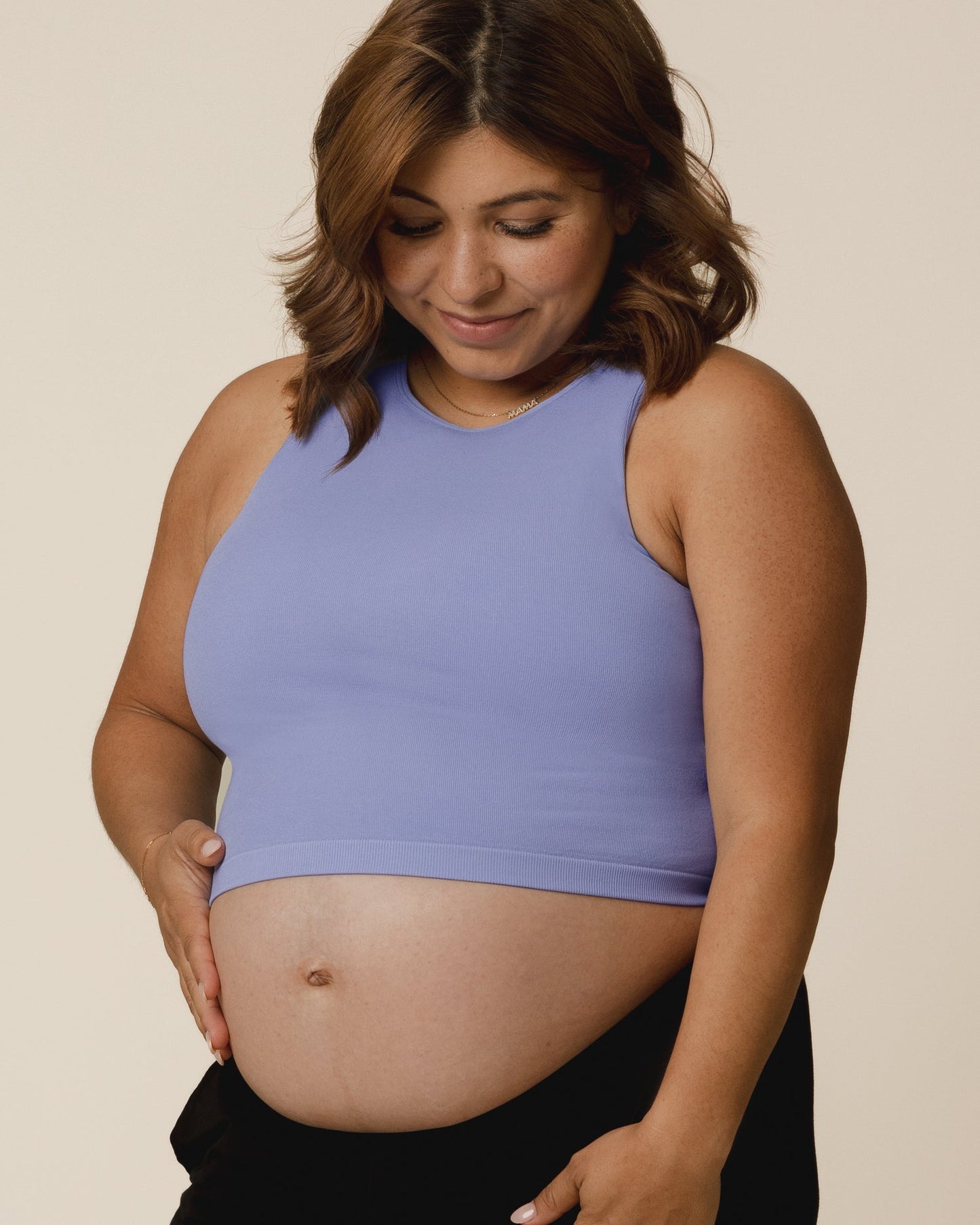Sublime® Bamboo Maternity & Nursing Longline Bra Top | Blue Wisteria