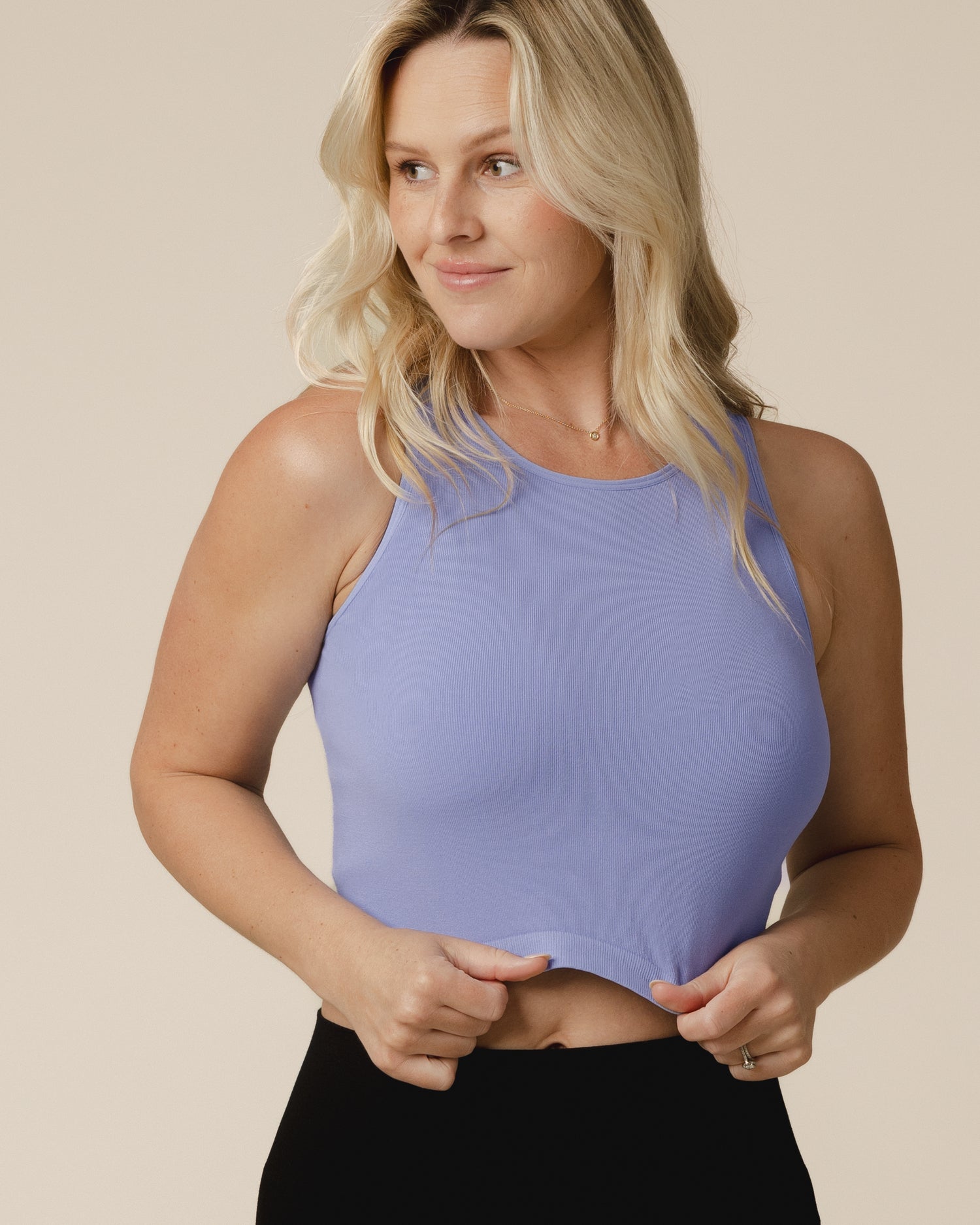 Sublime® Bamboo Hands-Free Pumping Longline Bra Top | Blue Wisteria