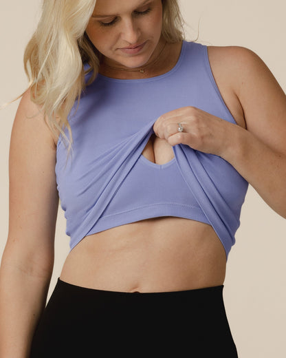 Sublime® Bamboo Maternity & Nursing Longline Bra Top | Blue Wisteria