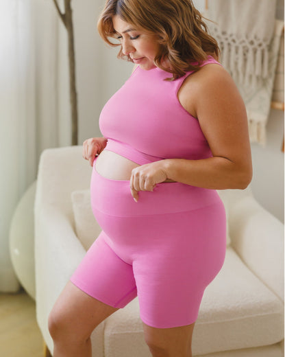 Sublime® Bamboo Maternity & Postpartum Bike Short | Soft Fuchsia