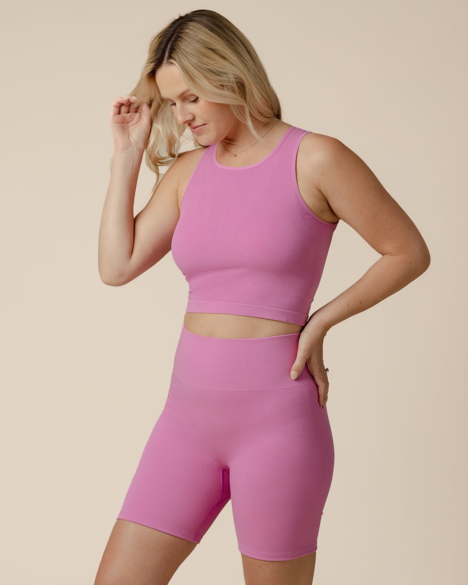 Sublime® Bamboo Maternity & Nursing Longline Bra Top | Soft Fuchsia