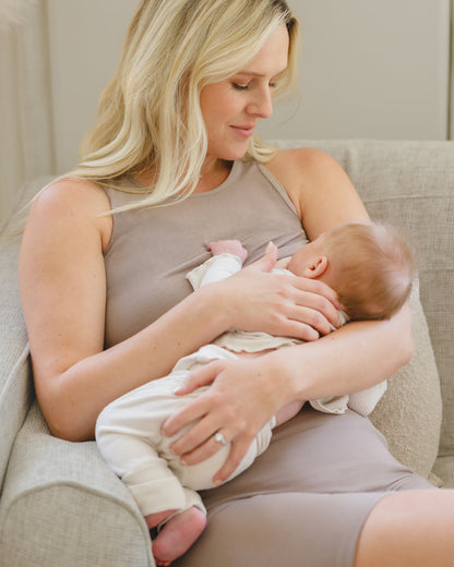 Sublime® Bamboo Maternity & Nursing Longline Bra Top | Taupe