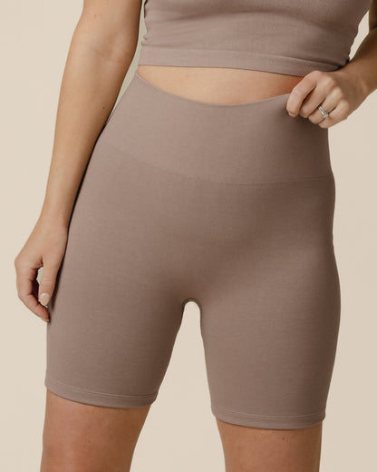 Sublime® Bamboo Maternity & Postpartum Bike Short | Taupe