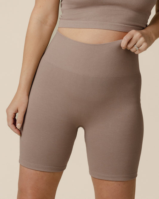Sublime® Bamboo Maternity & Postpartum Bike Short | Taupe