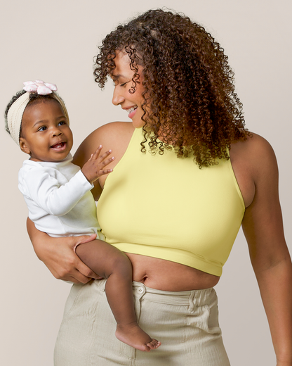 Sublime® Bamboo Maternity & Nursing Longline Bra Top | Light Lemon