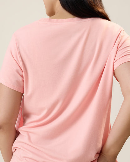 Modal V-neck Nursing T-shirt | Sunset Pink