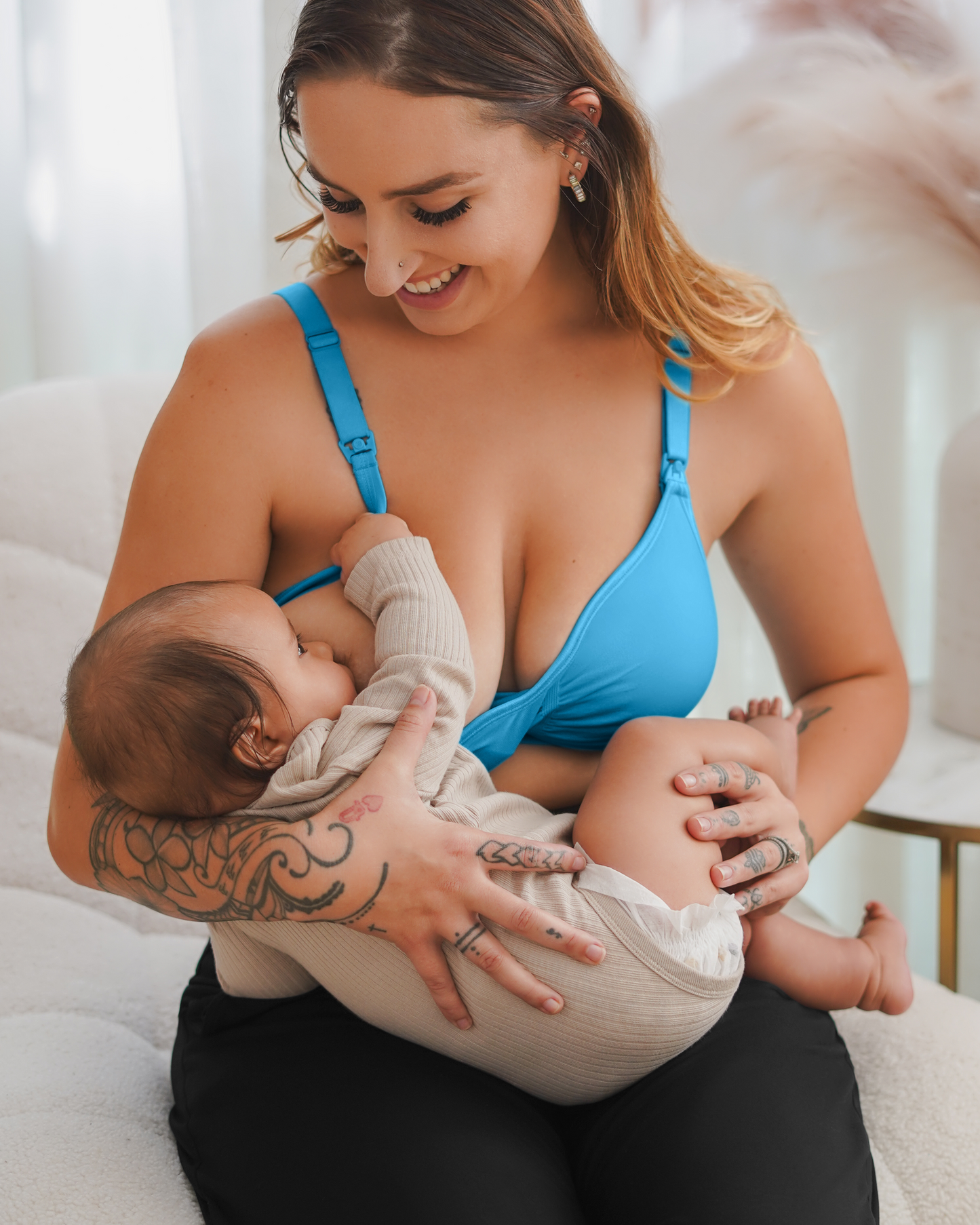 Tatum Seamless Maternity & Nursing Bralette | Lagoon Blue