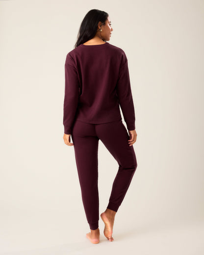 Waffle Maternity & Nursing Lounge Set | Deep Burgundy