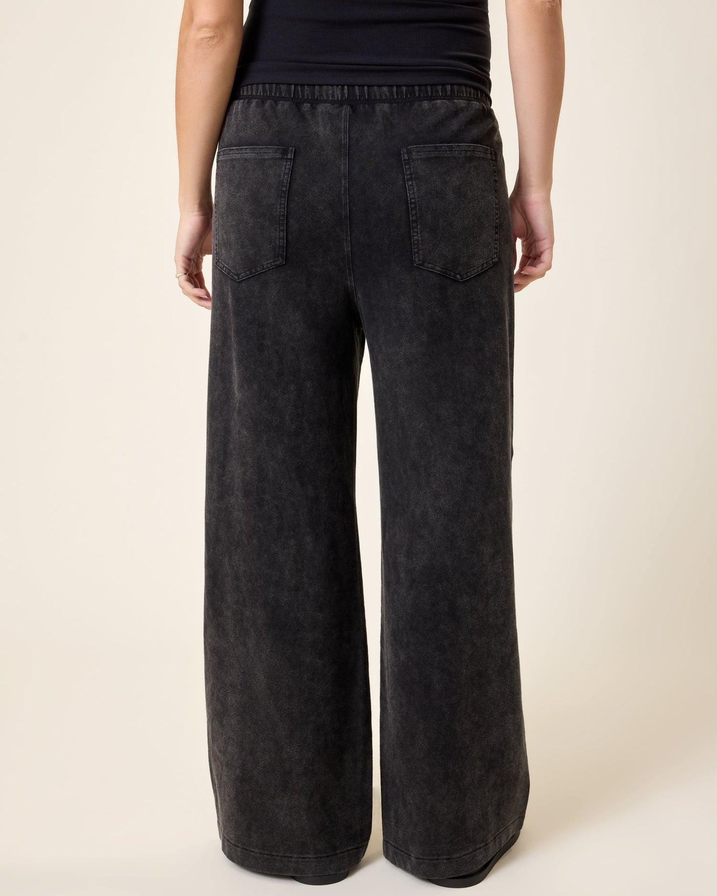 Wide Leg Maternity & Postpartum Drawstring Pant | Black Wash