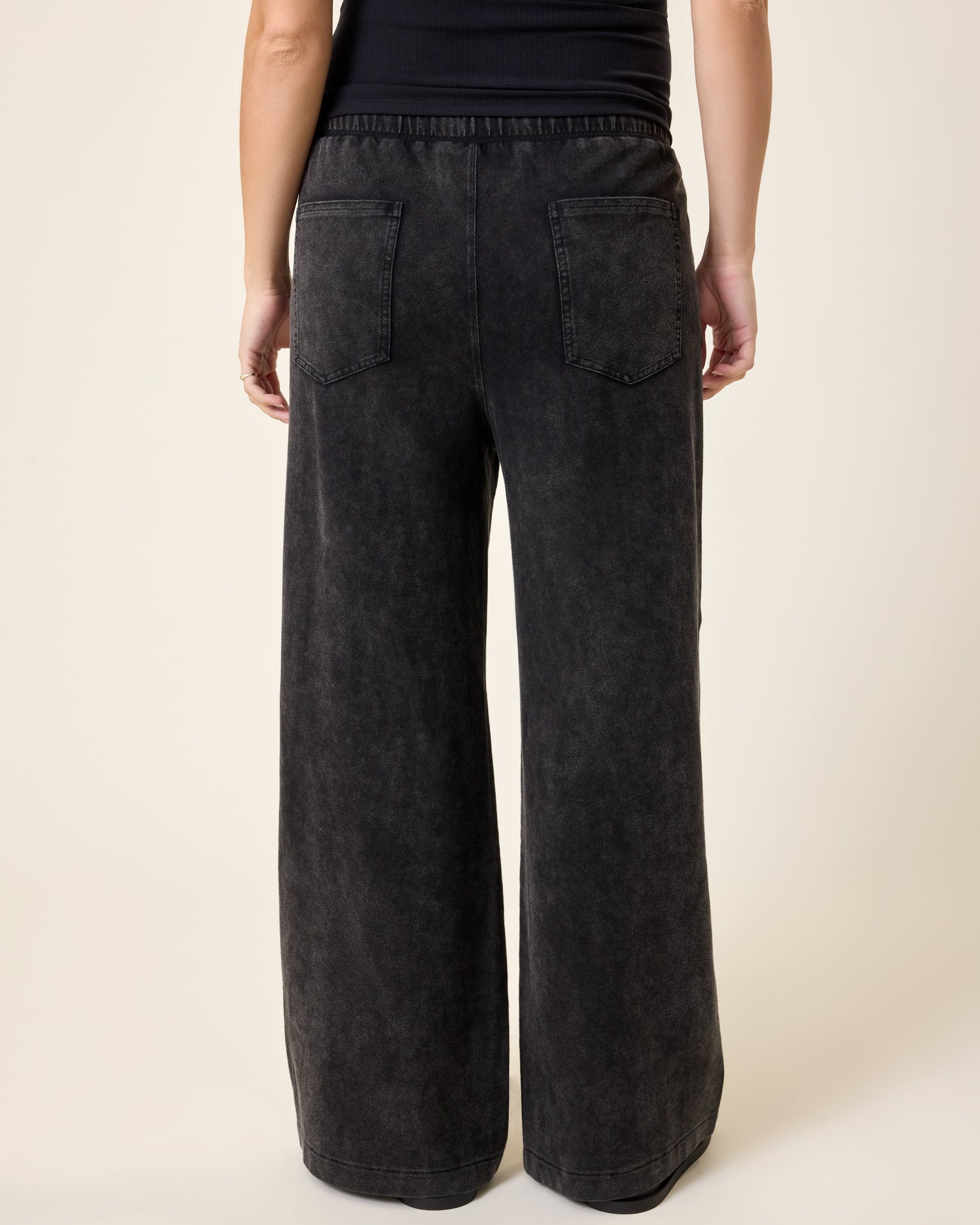 Wide Leg Maternity & Postpartum Drawstring Pant | Black Wash