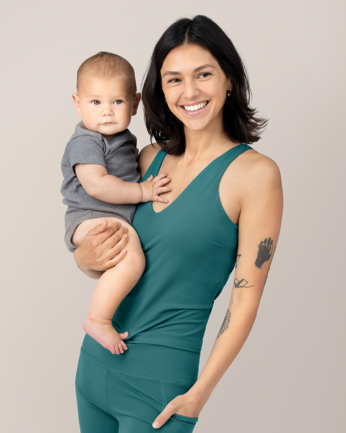 Wren Active V-neck Nursing Tank Top | Teal