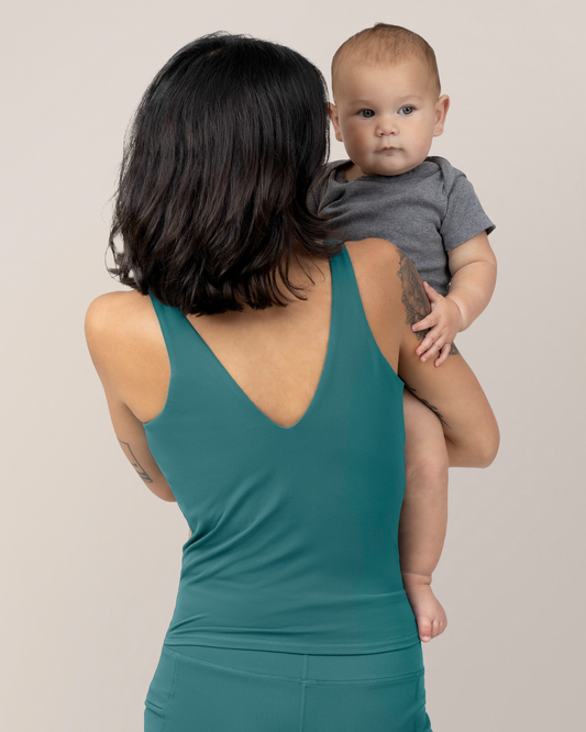 Wren Active V-neck Nursing Tank Top | Teal
