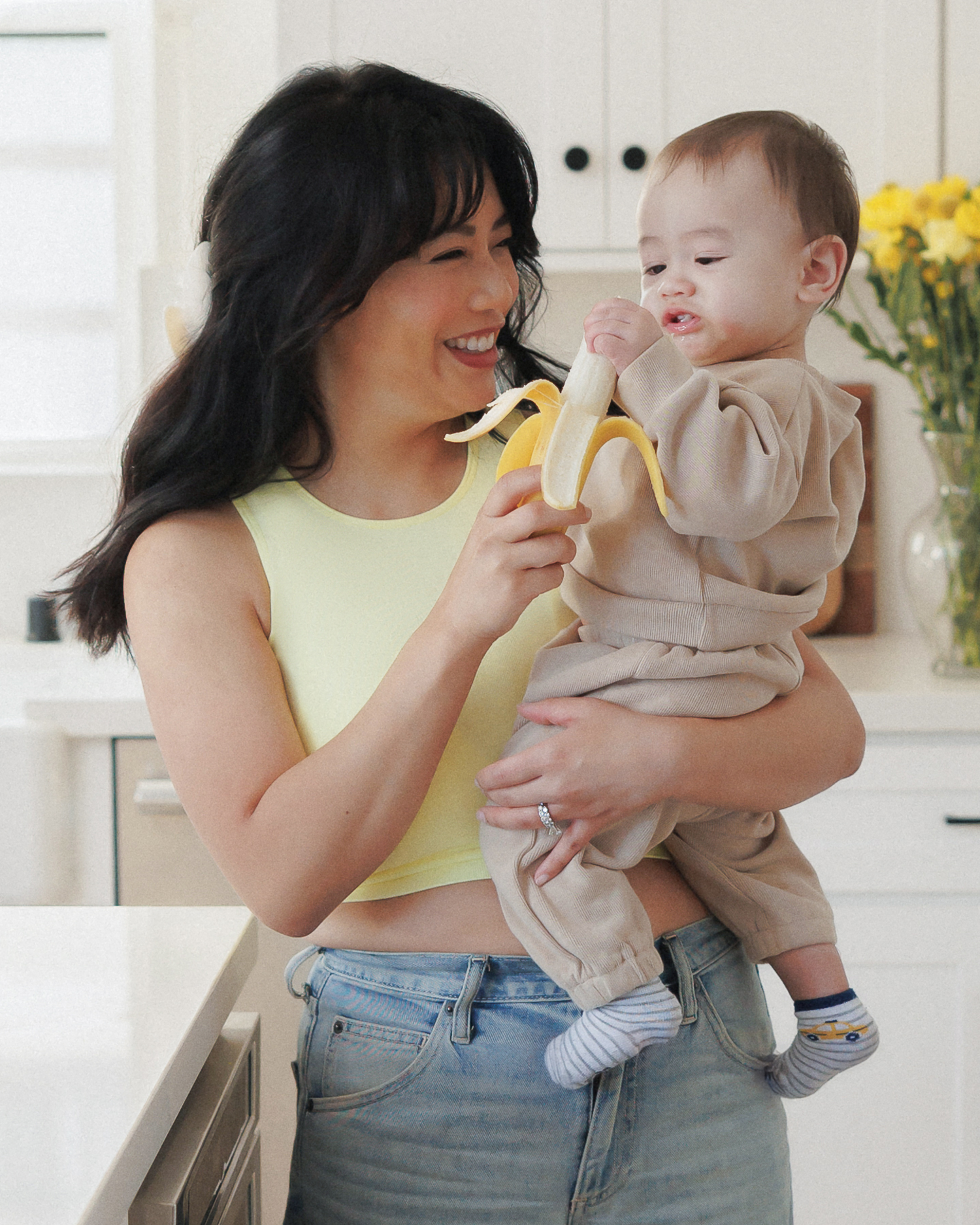 Sublime® Bamboo Maternity & Nursing Longline Bra Top | Light Lemon
